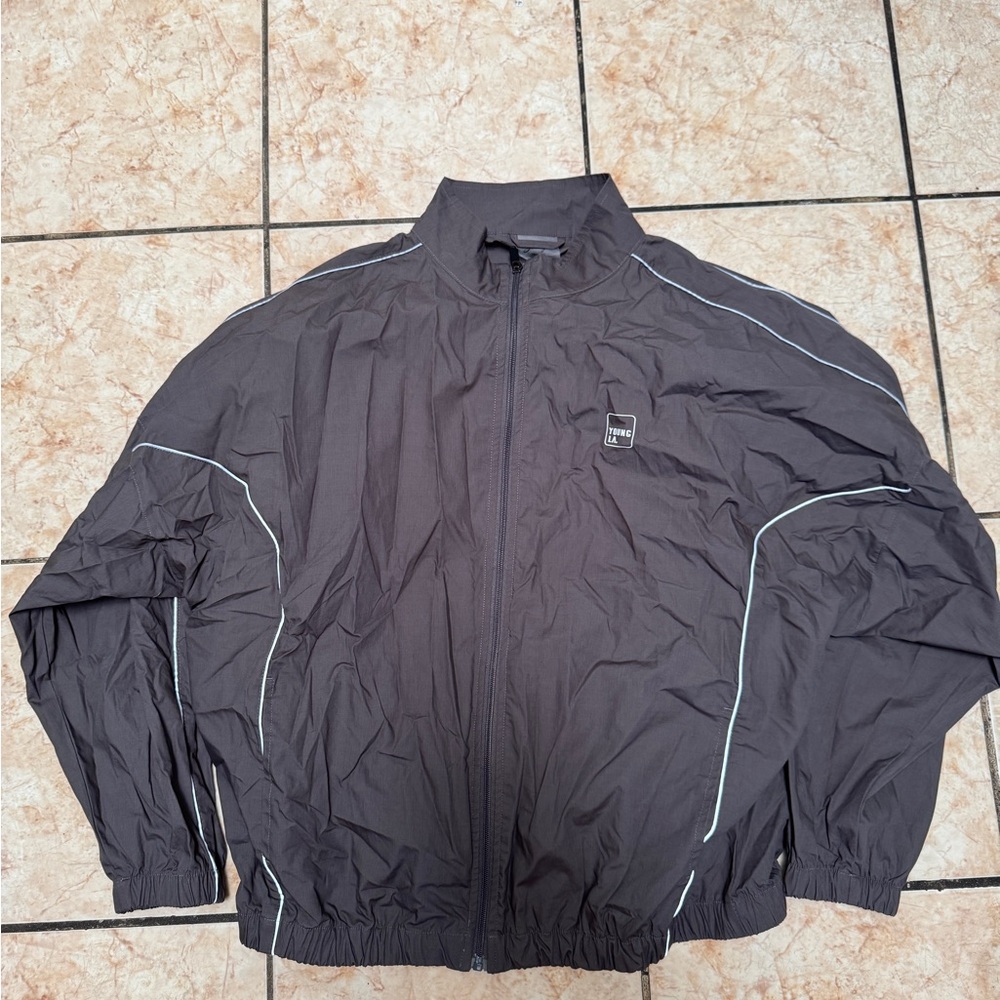 YoungLA Black Windbreaker with White Accents